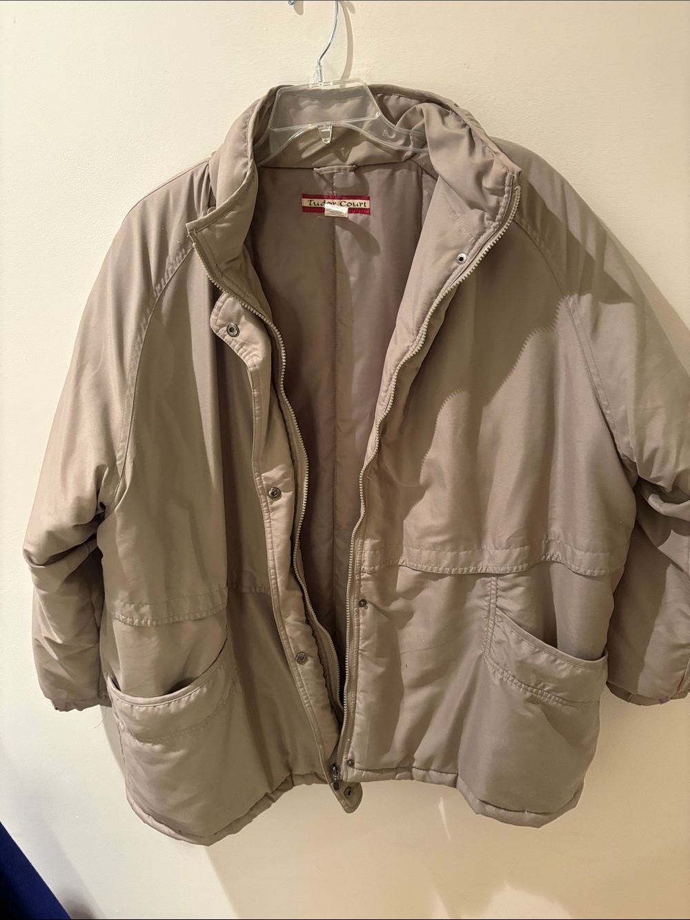 Taupe Puffer Jacket with Front Pockets